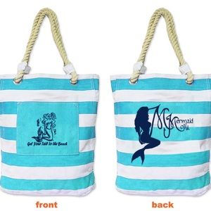 Canvas Beach Bag with Mermaid